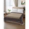 thumbnail image 2 of Black Brown Greek Key Queen Size Flat Sheet, Wrinkleproof & Fadeproof Cooling Flat Bed Sheet Only, Geometric Greece Ancient Farmhouse Geo Breathable Soft Bedding Top Sheets 90 x 102 Inches, 2 of 8