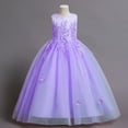 thumbnail image 5 of IBTOM CASTLE Kids Girls Flower Vintage Lace Princess Long Dress Tulle Pageant Formal Party Wedding Floor Dance Evening Gown 11-12 Years Light Purple, 5 of 7