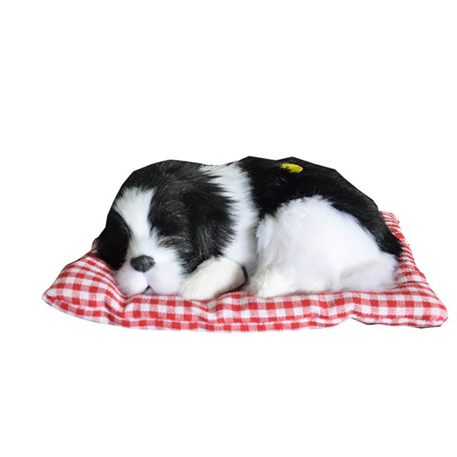 Plush Dog Model Simulation Animal Toy Sleeping Dog Model Kids Plush Stuffed Doll with Sound