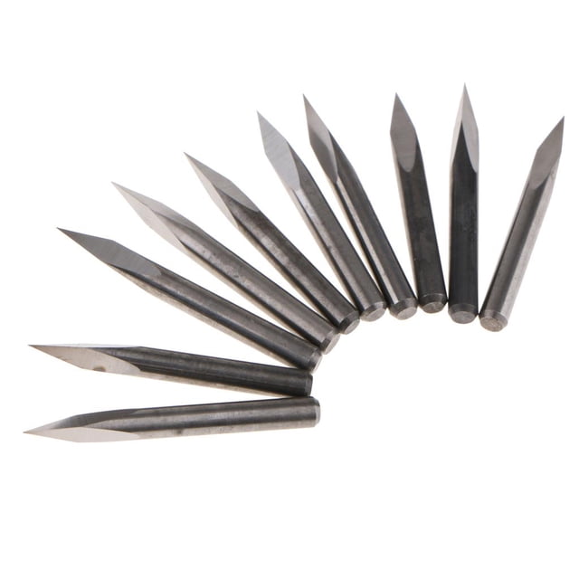 10 Piezas 3.175mm Brocas de material acero De Tungsteno CNC Router Tool 0.1mm - Elección De Grados - Gris plateado- shamjiam Pedazos de máquina de grabado CNC