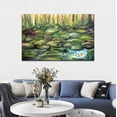 thumbnail image 4 of Large Framed Wall Art Ready to Hang 20" x 40" Water Lilies Painting detail Canvas Print Artwork Wall Art Painting Pictures Home Office Wall D cor Modern Poster Color10, 4 of 5