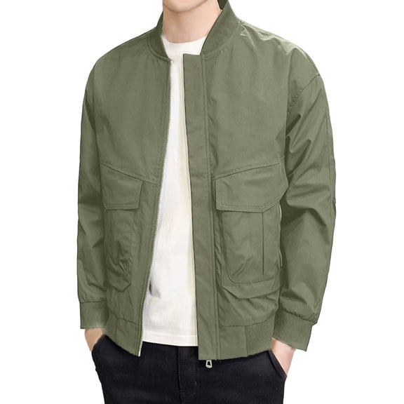 Vedolay Winter Coats for Men Outdoor Leisure Jacket Lightweight with Pockets Green,L