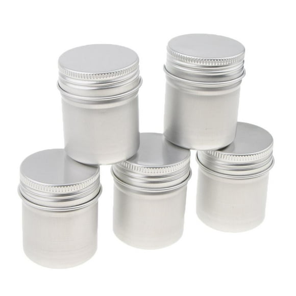 5 Pack 50ml Aluminum Metal Tins Containers with Screw Lid - Great for ,