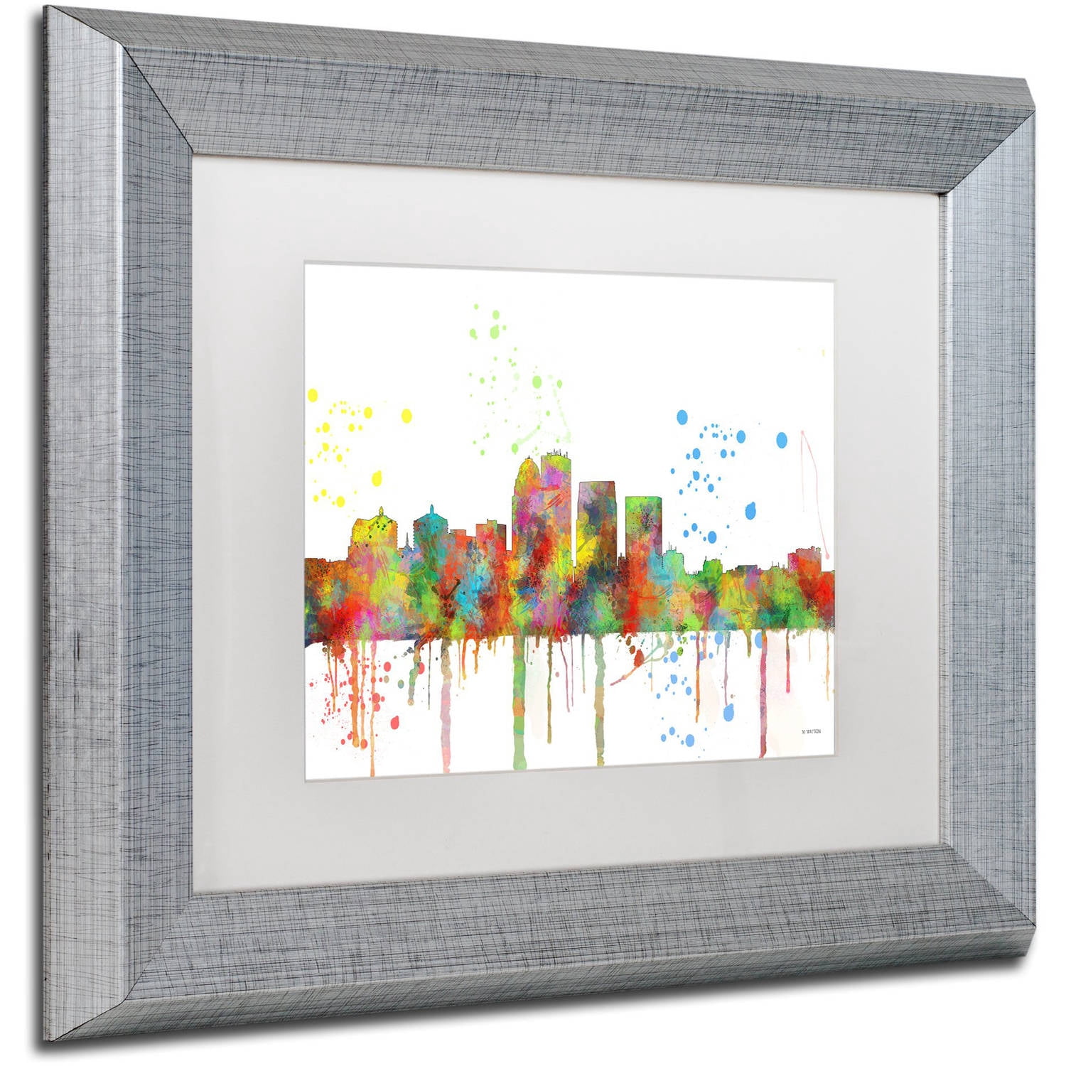 Trademark Fine Art "Louisville Kentucky Skyline Mclr-1" Canvas Art by Marlene Watson, White Matte, Silver Frame