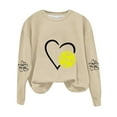 thumbnail image 2 of QUNYINEY Pickleball Women Sweatshirts Long Sleeve Casual Beige Crew Neck Tops Pullover Loose Drop Shoulder Sweatshirts, 2 of 3
