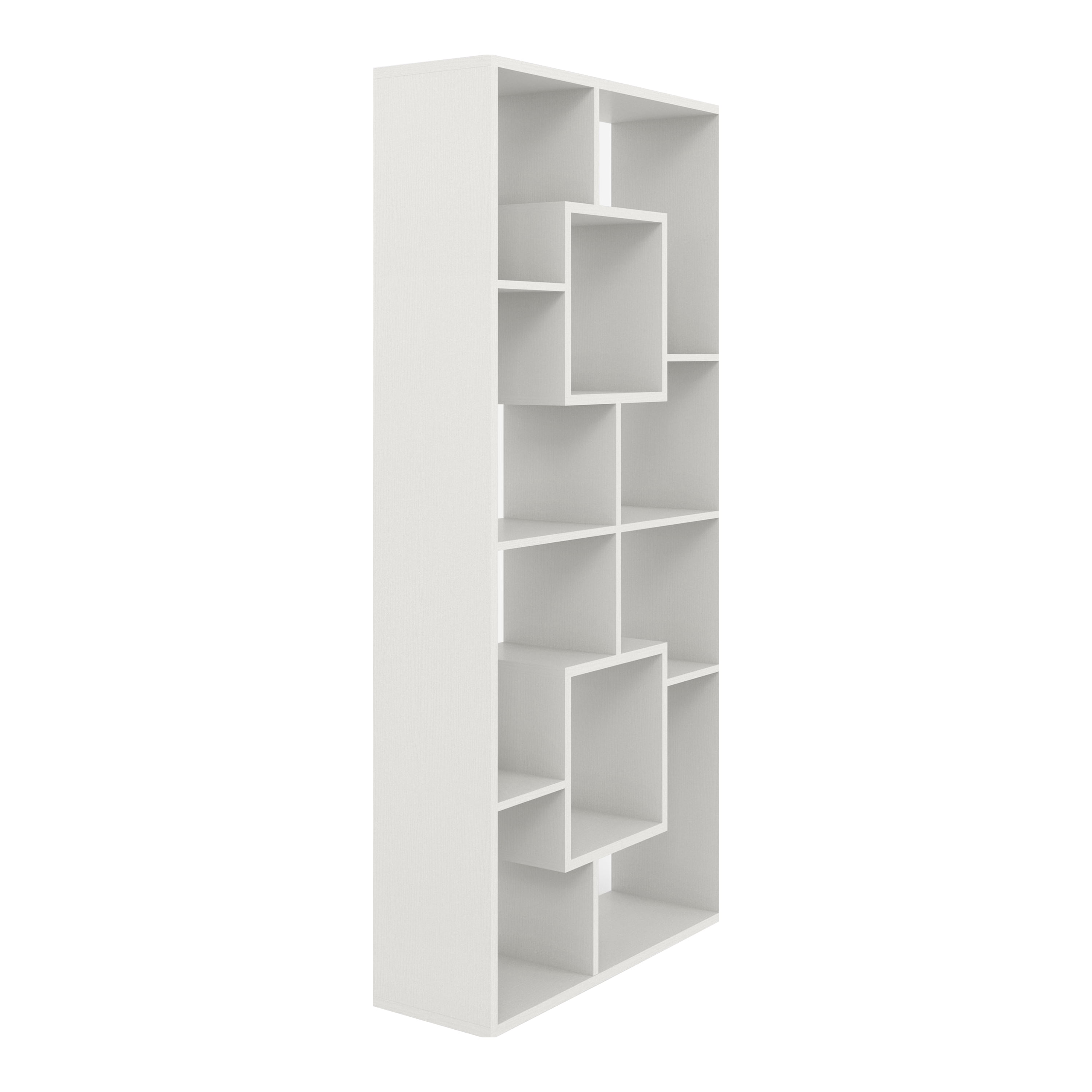 Furniture of America Darcy Modern 14-Shelf Geometric Bookcase, White