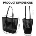 thumbnail image 4 of VOROLO - Bolso de playa de malla para mujer, bolso de hombro para mujer, bolso de ganchillo casual de verano suave, Caqui, Large, 4 of 5