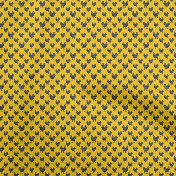 oneOone Cotton Cambric Yellow Fabric Birds Rooster Fabric For Sewing Printed Craft Fabric By The Yard 42 Inch Wide