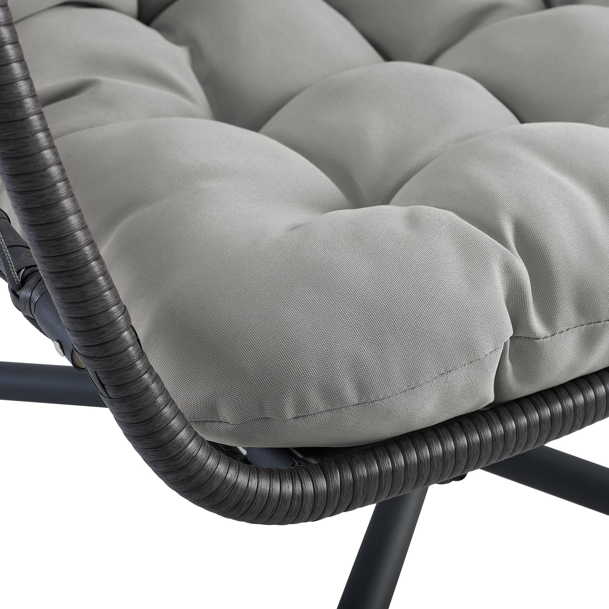 Walker Edison Boho Outdoor or Indoor Swing Egg Chair, Grey/Grey