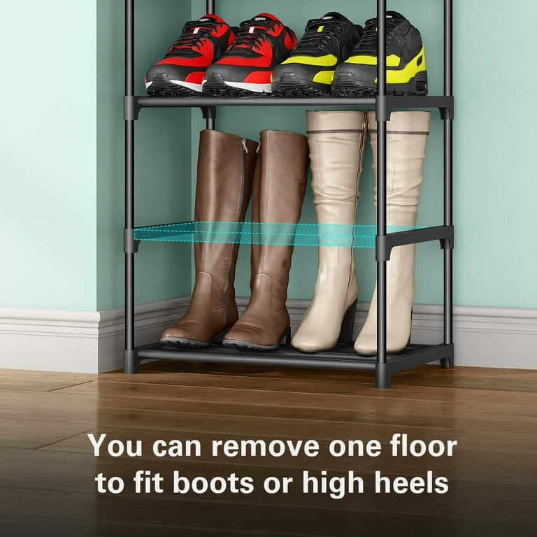 10 Tier Metal Shoes Rack BUG HULL Narrow Stackable Shoes Shelf with Hooks Shoe Tower for 20 24 Pairs Shoe and Boots Organizer Black Shop Black Friday Deals for 2024 Walmart