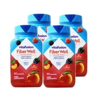 Vitafusion Fiber Well Sugar Free Fiber Supplement Gummies, Berry & Peach Flavors, 90 Count - 4 Pack