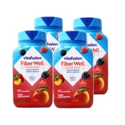 Vitafusion Fiber Well Sugar Free Fiber Supplement Gummies, Berry & Peach Flavors, 90 Count - 4 Pack