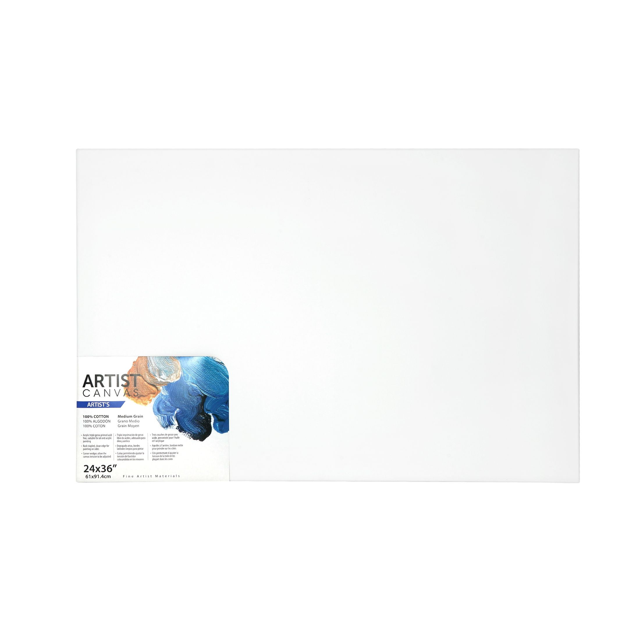 (3 pack) Artist Stretched Canvas, 24"X36", 1 Pack, 100% Cotton Acid Free, White, Deluxe Canvas, For All Skill Levels