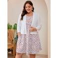thumbnail image 6 of SHOWMALL Women's Plus Size Sleeveless Dress with Pockets, Summer Beach Sundress, Cottagecore Pink Blue Floral​ 2X Pleated Chest Tank Dress for Vacation & Casual Wear, 6 of 7