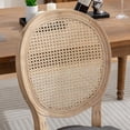 thumbnail image 4 of Dining Chair, Set of 2 French Style Solid Wood Frame Antique Painting Linen Fabric Rattan Back Dining Chair for Dining Room, Beige, 4 of 8