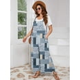 thumbnail image 3 of SHOWMALL Women’s Plus Casual Overalls Adjustable Straps Gray Patchwork 4X Baggy Pants Floral Print Wide Leg Jumpsuits with Pockets, 3 of 7