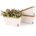 thumbnail image 1 of Maceta para plantas herbáceas con autorriego T4u de 27 cm con sistema de riego auxiliar, cuadrada, para cocina, balcón, alféizar de ventana, color marrón, 1 of 5