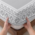 thumbnail image 3 of Cal.King Size Fitted Sheet Set - Grey Boho 3 Piece Bedding Sets 16" Deep Pocket Fitted Sheet with 2 Pillowcases, Modern Geometric Bohemia Abstract Textured Brushed Microfiber Hotel Luxury Bed Sheets, 3 of 9