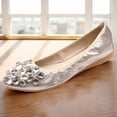 thumbnail image 1 of Zapatos de bailarina de flores para mujer punta estrecha suela suave para boda, 1 of 9