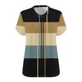 thumbnail image 4 of QUNYINEY Colorblock T Shirts for Women Short Sleeve V Neck Casual Tops Plus Size Loose Summer Pullover Women Tops, 4 of 5