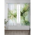 thumbnail image 2 of Sage Green Marble Sheer Curtains 2 Panels Set Green Ombre Artwork Lihgt Filtering Rod Pocket Voile Drape, Semi Sheer Window Curtains for Bedroom Living Room, 52"x72", 2 of 5