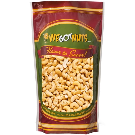 We Got Nuts Unsalted Roasted Cashews, Smooth Buttery Snack Nuts, Kosher, 1 lb, 16 oz, Bag