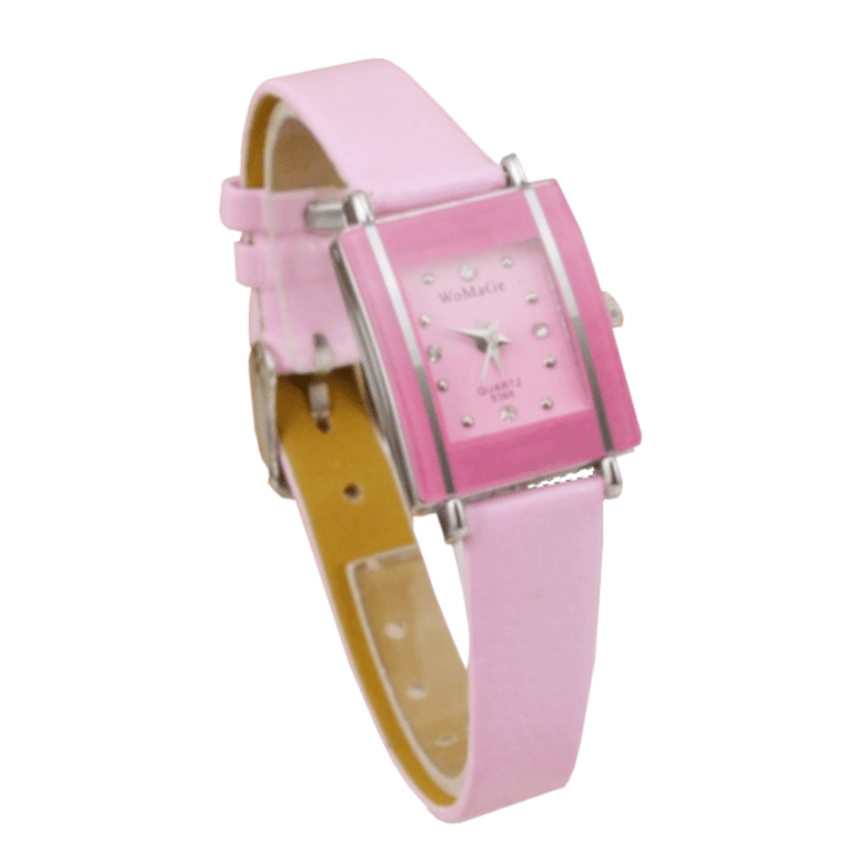 Women\'s Pink White Square Leather Vintage Elegant Waterproof Quartz Wrist Watch Ladies Classic Square Easy to Read Silver Tone Pink Faux  main image 2