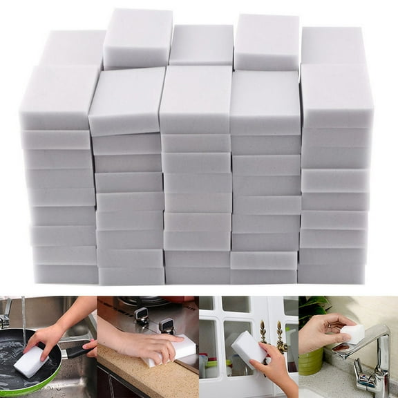 BVXEEP Kitchen Sponges, Dish Sponge, 50 Pack 50Pcs Sponge Eraser Cleaning Melamine Multi-Functional Foam Cleaner