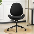 thumbnail image 2 of Furniliving Chenille Vanity Chair, Armless Swivel Office Chair with Wheels, Thick Cushion for Bedroom Home Office, Black, 2 of 9