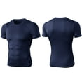 thumbnail image 2 of Ploknplq Men's Compression Shirt Fitness Sports Short Sleeve T-shirt Tight Quick-drying Top Navy L, 2 of 2