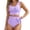Purple*, variant on RUTAYY Women's Bikini Sets Solid Color High Waist Swimwear Tankini Tops with Bottom Sports Swimming Trendy Vacation Swimsuit