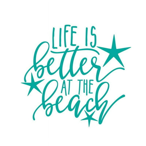 Life Is Better At The Beach Decal Sticker | 5.5-Inches By 5.1-Inches | Teal Vinyl