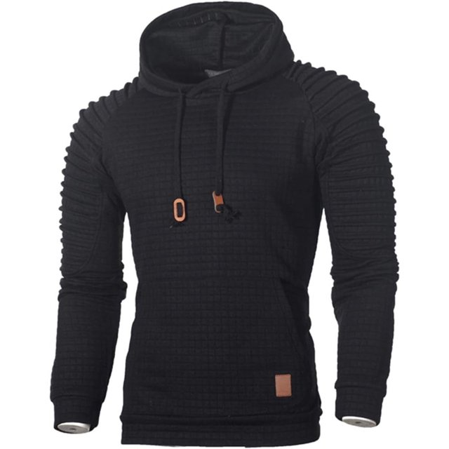 Sexyshine Otoño Invierno Casual Manga Larga Cuello Embudo Cuadros Jacquard Jersey Con Capucha Top Sudadera Sudaderas