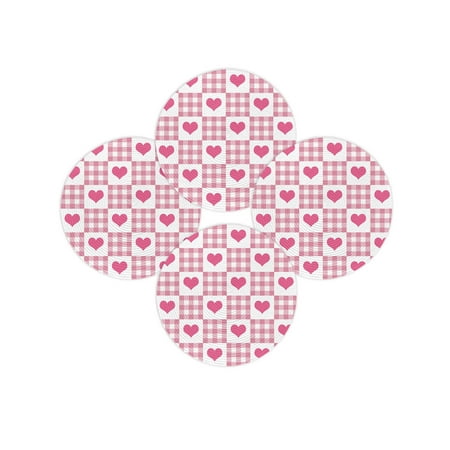 Valentine s Day Round Placemats Set of 4 Pink Love Heart Place Mats Washable Woven Placemat Buffalo Plaid Checkered Circle Braided Table Mat for Kitchen Dining Table Wedding Party Home Decor 15 Inch