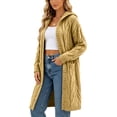 thumbnail image 3 of Otvok Open Front Maxi Knit Sweater Coat, Women Oversized Long Sleeve Hooded Cable Knit Casual Long Cardigan Outerwear, 3 of 7