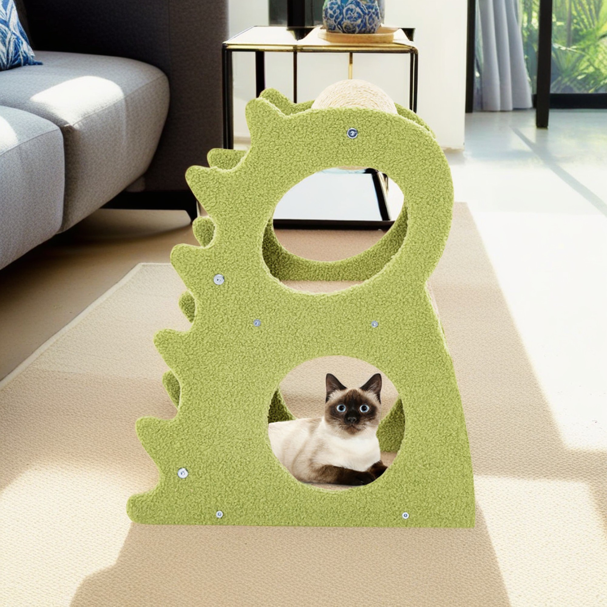 Kadyn 23" Cat Tree Tower for Indoor Cats with Rotatable Sisal Scratching Ball, Cat Condo Furniture for Kittens, Green