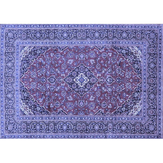 Ahgly Company Machine Washable Indoor Rectangle Medallion Blue Traditional Area Rugs, 4' x 6'