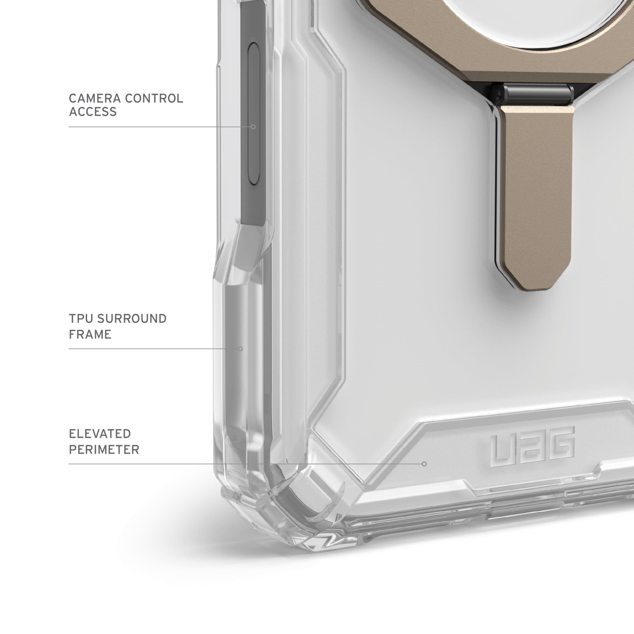 UAG iPhone 16 Pro Max Case 6.9" Plasma XTE Clear/Titanium, - Compatible with MagSafe Charging Rugged Shockproof Anti-Slip Military Grade Protective Cover with Kickstand