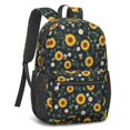 thumbnail image 2 of Sunflower and Bee Black Pattern 17" Waterproof Oxford School Backpacks for Teens, S-Shape Padded Straps, for School, Travel, Hiking, Camping, 2 of 5
