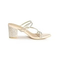 thumbnail image 3 of BLISSFUL STEP Women Rhines Block Heel Slide Sandals Beige 8, 3 of 8