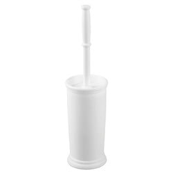 iDesign Plastic Toilet Brush and Holder Set, 4.2'' x 16'', Plastic, White