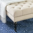 thumbnail image 3 of Linon Kacie Square Button Tufted Ottoman, Dark Espresso/Natural Linen, 3 of 11