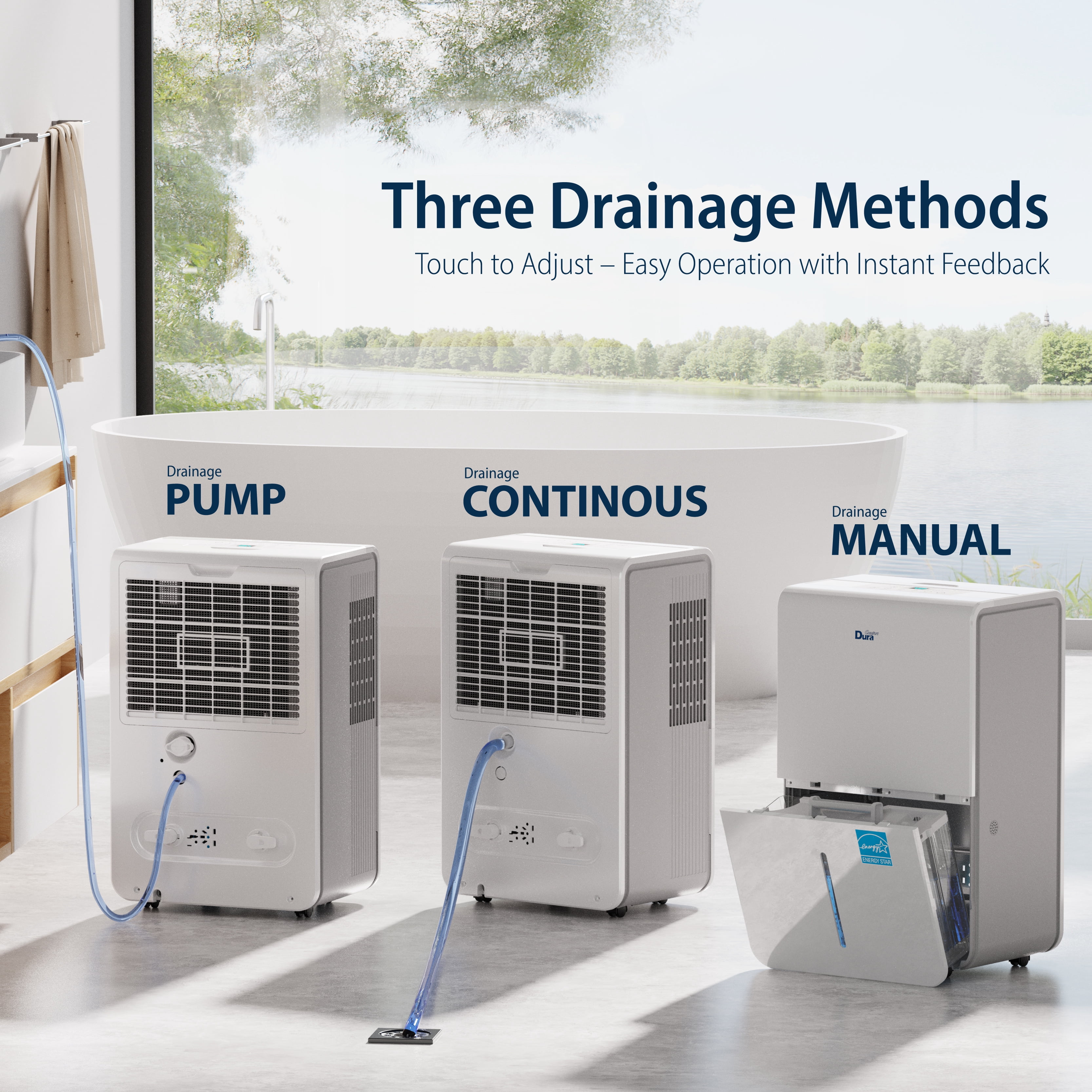 DuraComfort Dehumidifier for Basement Home with Pump,4500 Sq.ft 50 Pints With WiFi