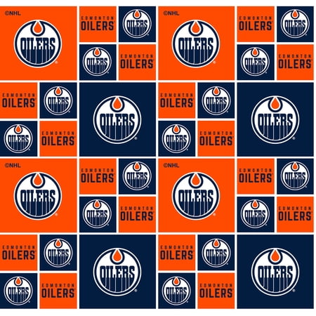 Edmonton Oilers Cotton Fabric with Geometric Print and Matching Solid Cotton Fabrics