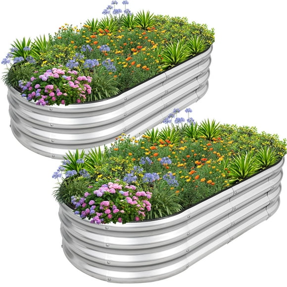Cama de jardín elevada Planter 1MORE, 122 x 61 x 30 cm, metal, paquete de 2