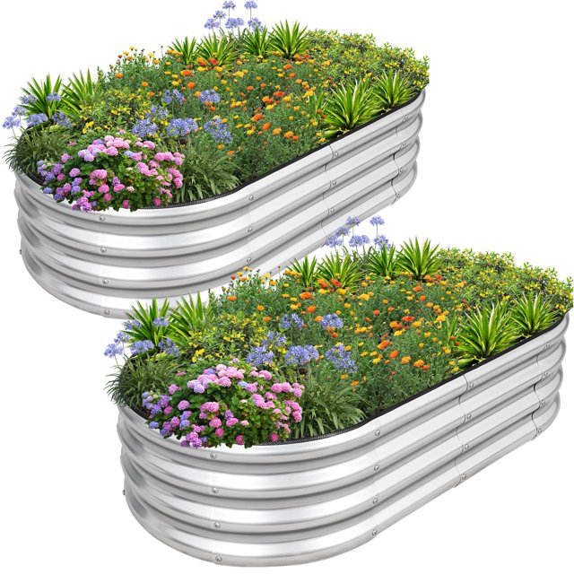 Cama de jardín elevada Planter 1MORE, 122 x 61 x 30 cm, metal, paquete de 2