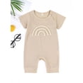 thumbnail image 2 of Honganda Bébé Unisexe Casual Romper, Manches Courtes Col Rond Arc-en-Ciel Motif Long Bodysuit, 2 of 9