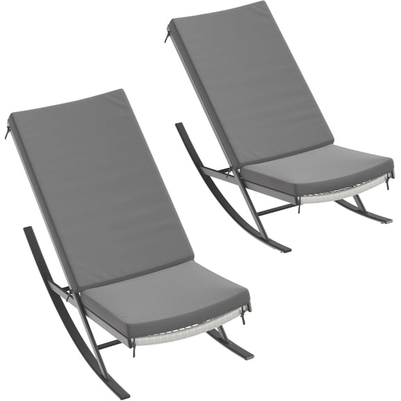 EastVita 2-Piece Outdoor Rocking Lounge Chair,Patio Rocking Chairs with Padded Cushion & Metal Frame for Garden