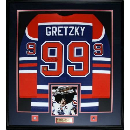 Wayne Gretzky Autographed and Framed Blue Oilers Jersey