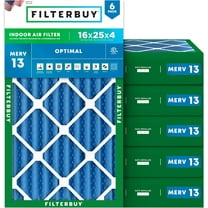 Filterbuy 16x25x4 MERV 13 Health Defense, Pleated HVAC AC Furnace Air Filters (6-Pack)